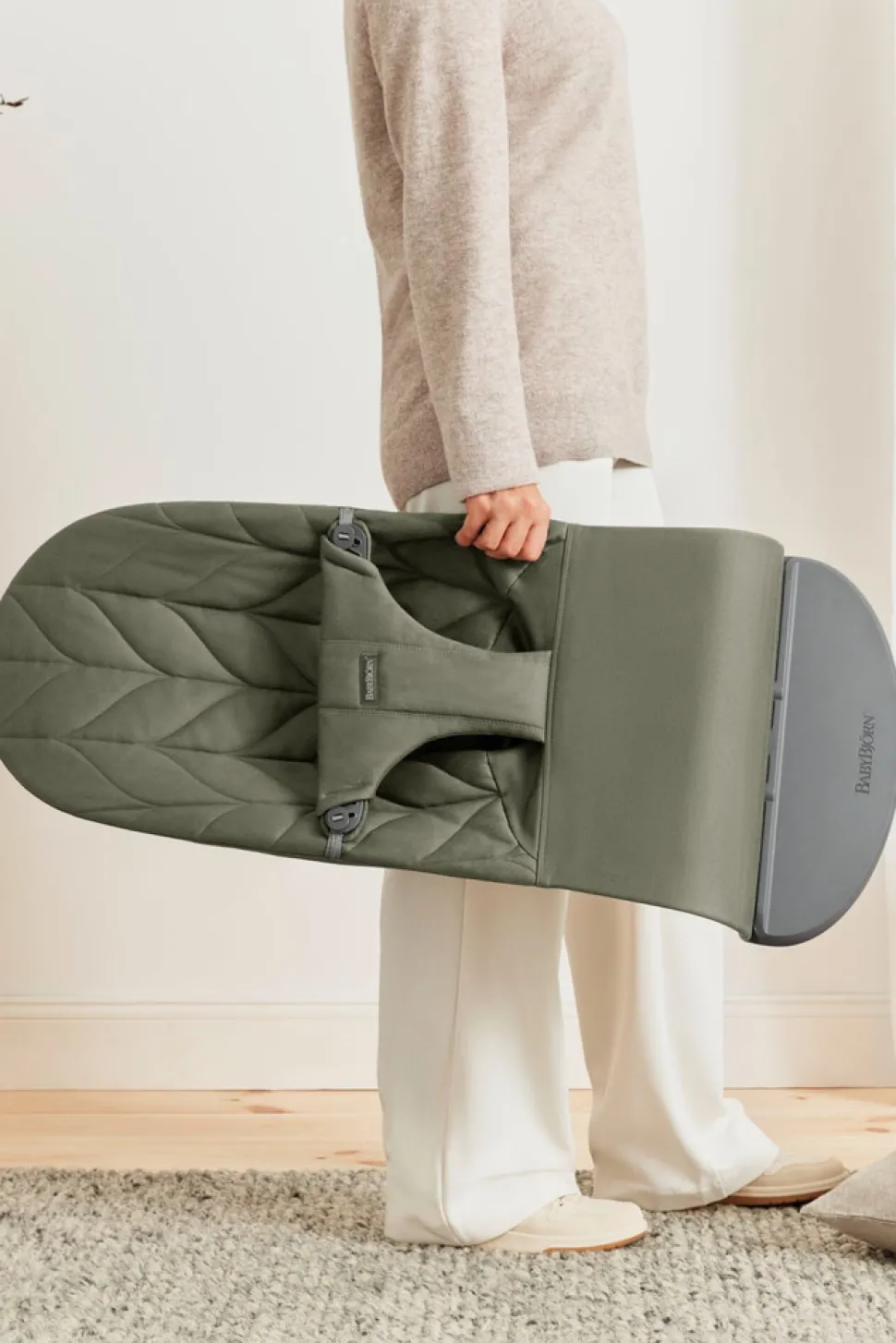 Skråstol Bliss Vævet, blomsterbladsquilt,mørkegrøn