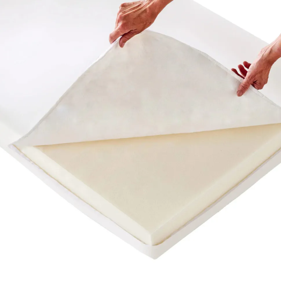 Skummadras inkl. betræk, 90x200 cm, H: 9cm, Hvid