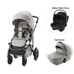 Smile 5Z lux inkl. liggedel og Baby-Safe Core autostol - linen grey/space black
