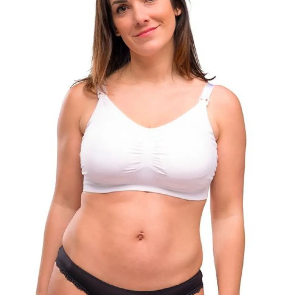 Sømløs Amme BH Med Indlæg - White