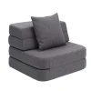 Sofa - 3 fold single soft - mørkegrå/sortgrå knap