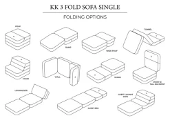Sofa - 3 fold single soft - mørkegrå/sortgrå knap