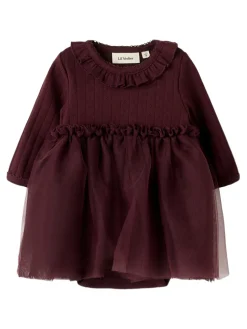 Solange Langærmet Tulle Bodykjole - Catawba Grape