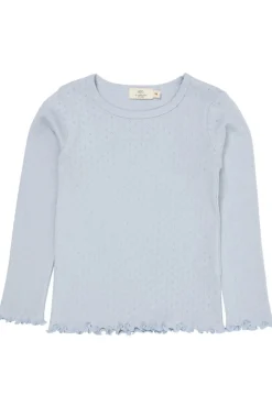Sommer pointelle t-shirt - DUSTY BLUE