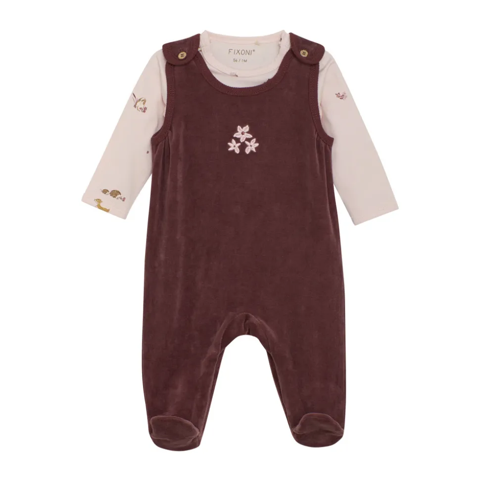 Sæt m. Body og velour bukser - 4953