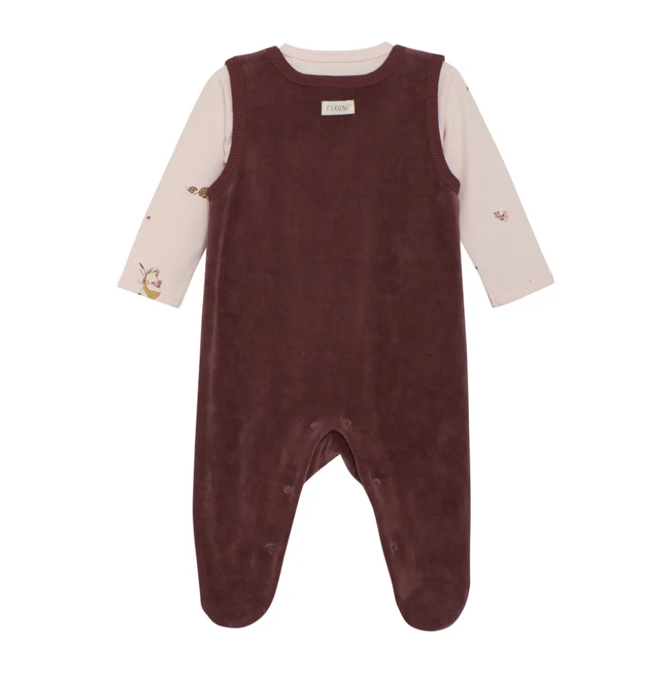 Sæt m. Body og velour bukser - 4953