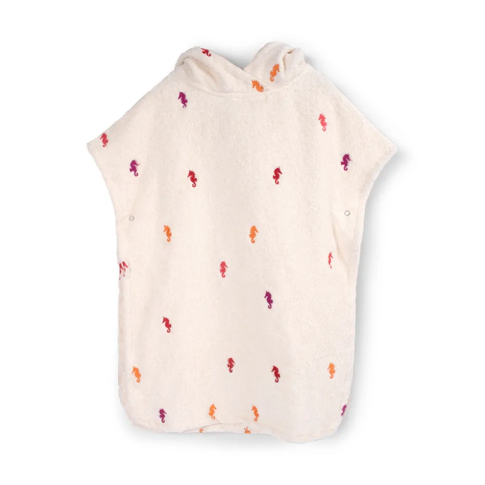 Strandponcho med broderi GOTS- Søhest