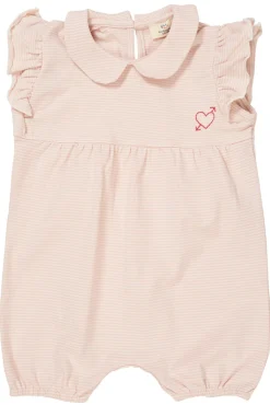 Stribet romper m. hjerte broderi - DUSTY ROSE
