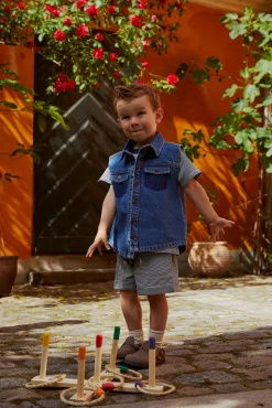 Stribet shorts - NAVY