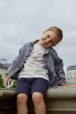 Stribet twill jakke med lommer - NAVYSTRIPE