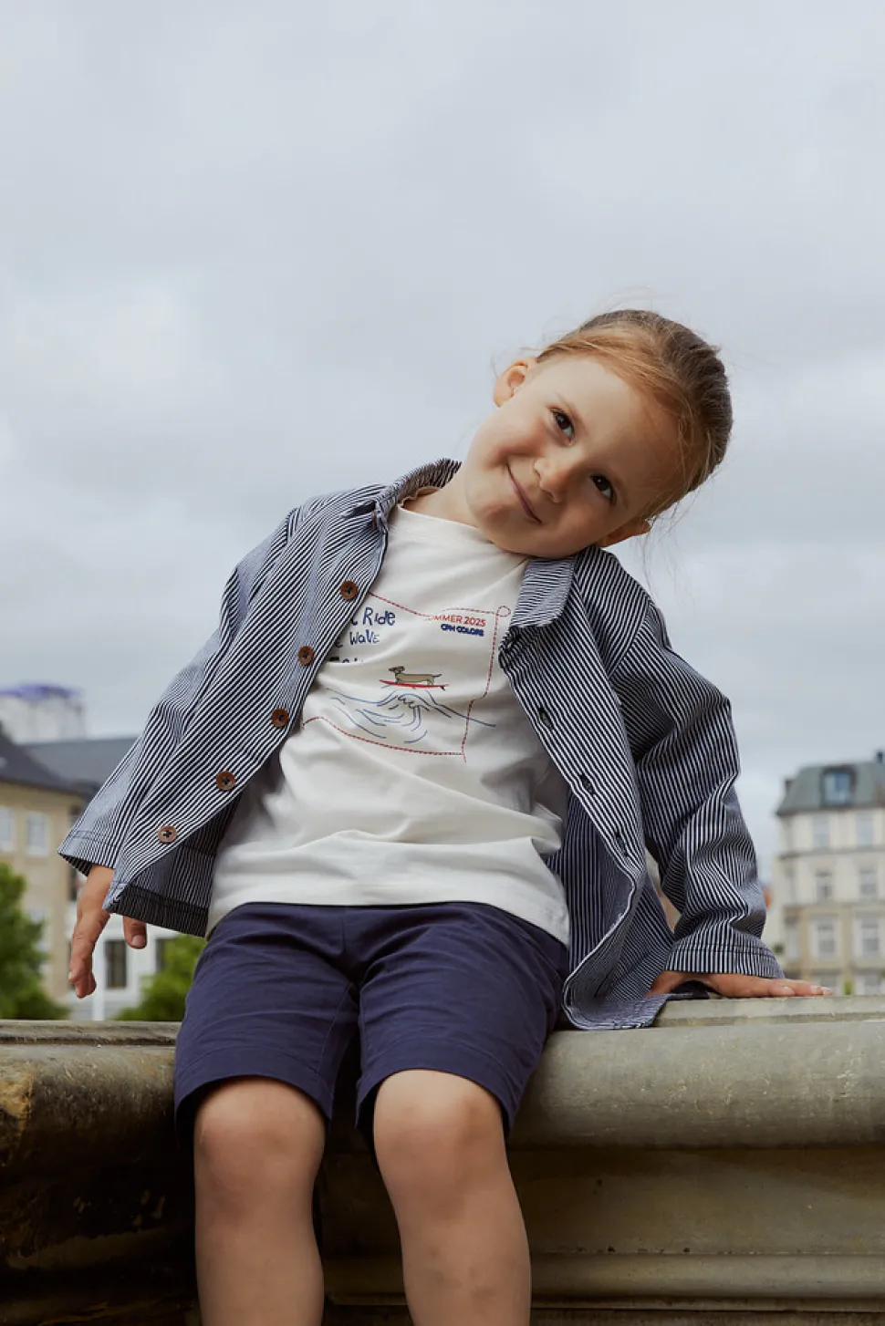 Stribet twill jakke med lommer - NAVYSTRIPE