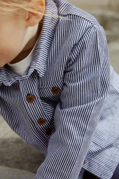 Stribet twill jakke med lommer - NAVYSTRIPE