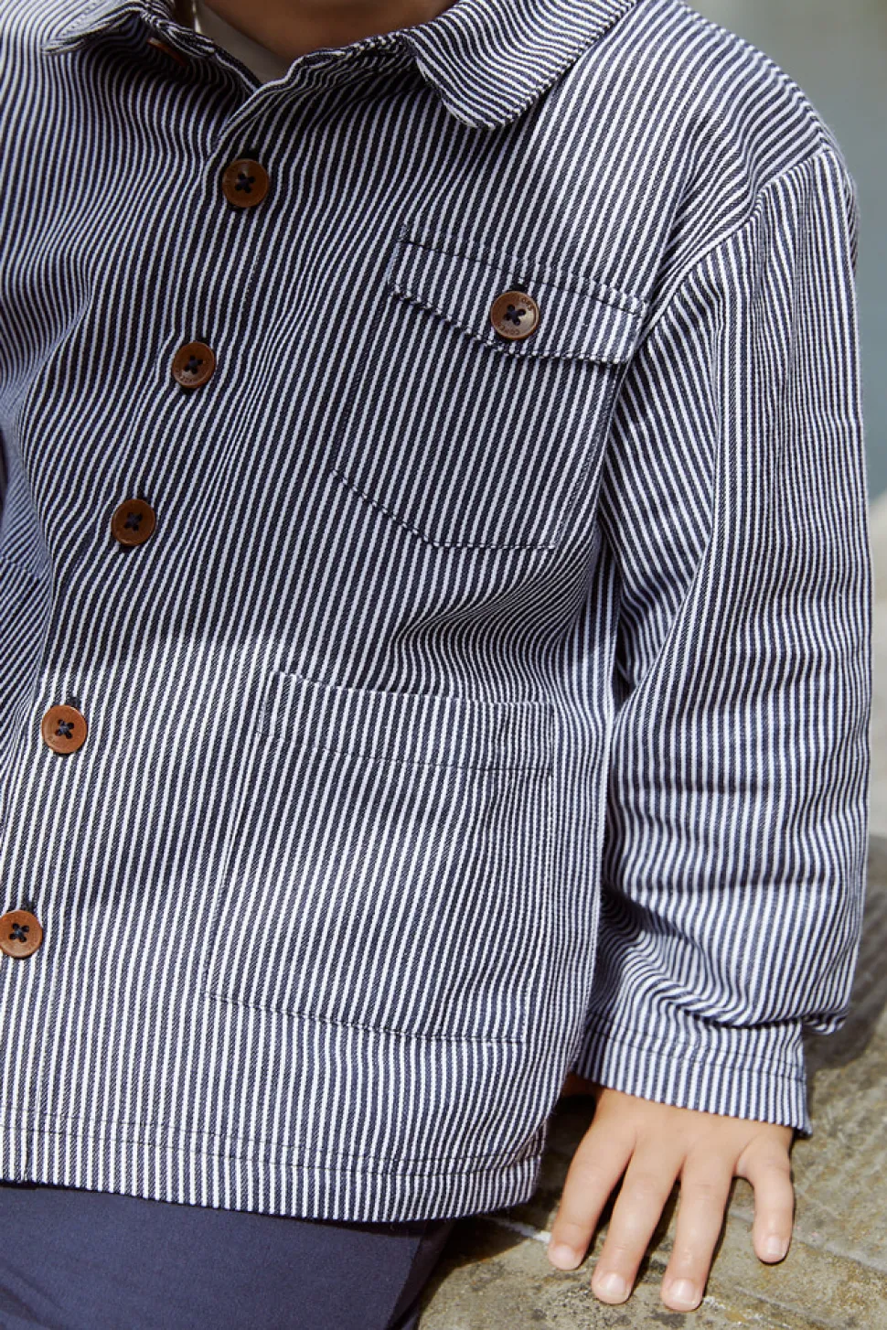 Stribet twill jakke med lommer - NAVYSTRIPE