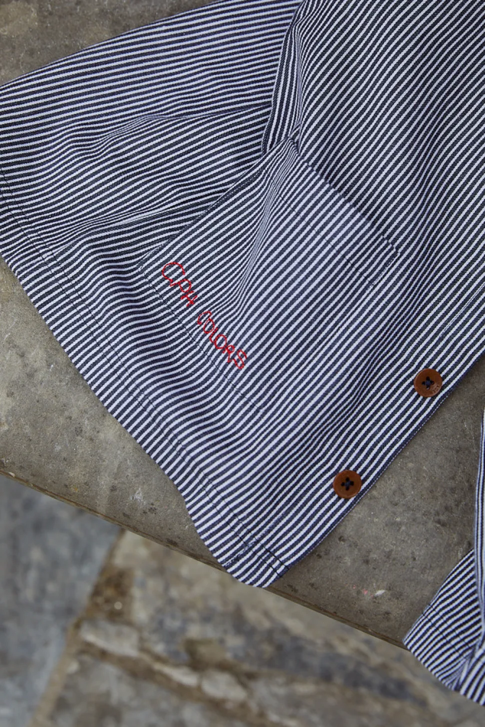 Stribet twill jakke med lommer - NAVYSTRIPE