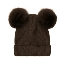 Strik Alpaca Hat Pompoms - Dark brown melange