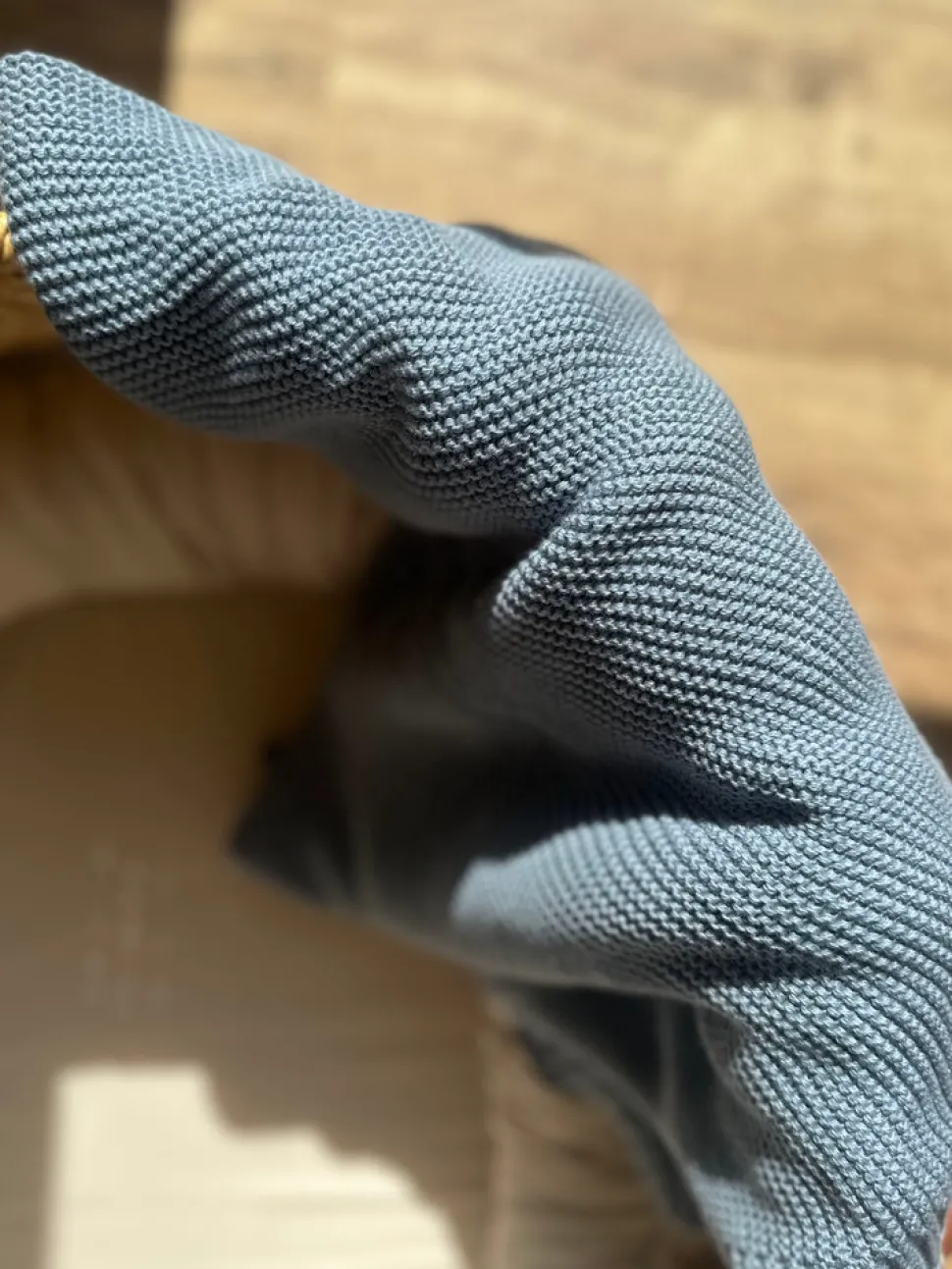 Striktæppe - Misty Blue - økologisk