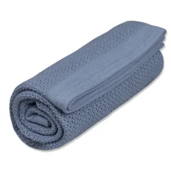 Striktæppe, bomuld - Denim