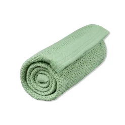 Striktæppe, bomuld - Grøn