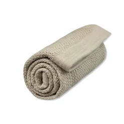 Striktæppe, bomuld - Pebble grey