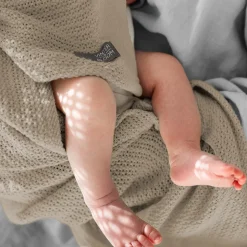 Striktæppe, bomuld - Pebble grey