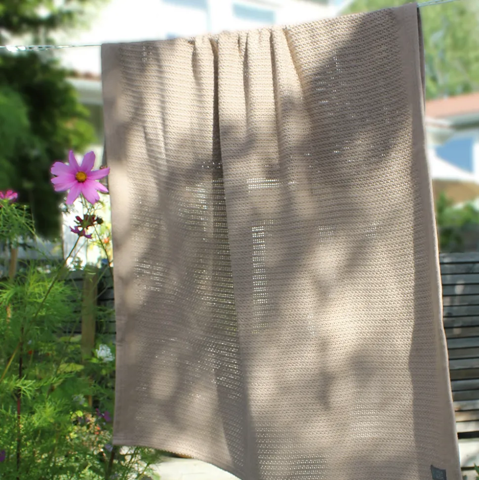 Striktæppe, bomuld - Pebble grey