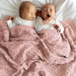 Striktæppe, bomuld, ECO - Cloud pink