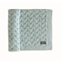 Striktæppe, bomuld, ECO - Sage green