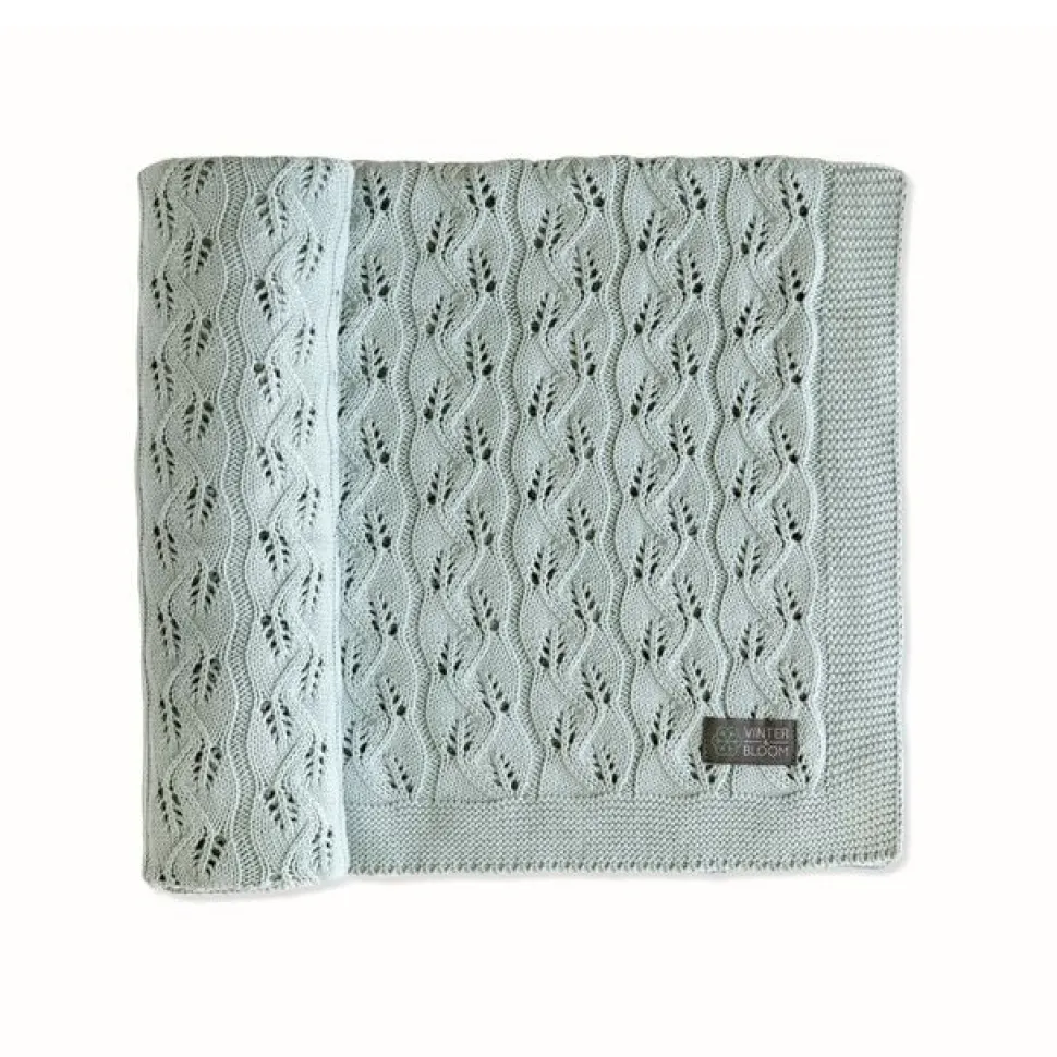 Striktæppe, bomuld, ECO - Sage green