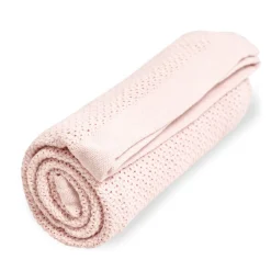 Striktæppe, bomuld, Lyserød