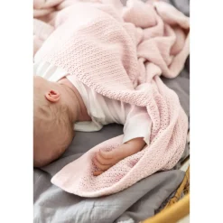 Striktæppe, bomuld, Lyserød