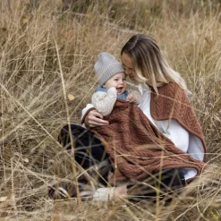 Striktæppe med fleece - Nougat