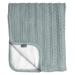 Striktæppe med fleece - Sage green