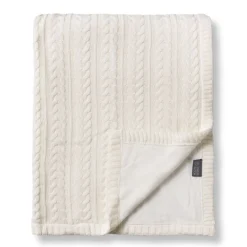 Striktæppe med fleece - Warm white