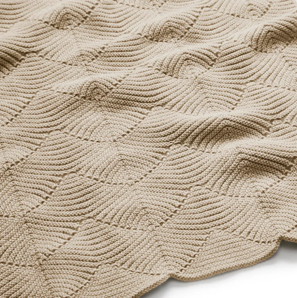 Striktæppe Muslingeskal - GOTS mandel