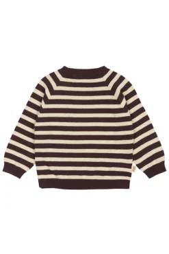 Striktrøje - Off White/Brown