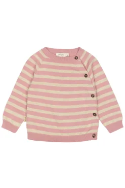 Striktrøje - Off White/Rosa