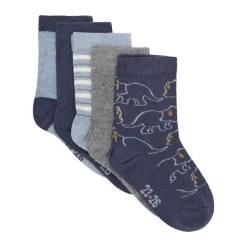 Strømpe m. mønster (5-pak) - Blue melange