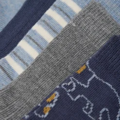 Strømpe m. mønster (5-pak) - Blue melange