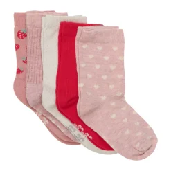 Strømpe m. mønster (5-pak) - Chinese Red