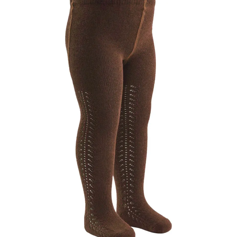 Strømpebukser med hulmønster 2-pak - Bark/ Balsam cream