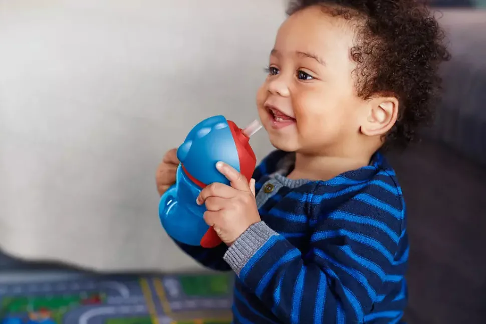 Sugerørskop 200 ml. blå/rød