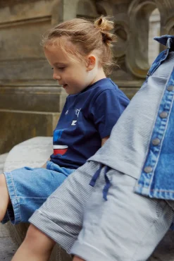 T-shirt m. print - NAVY