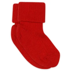 Uld Ankelstrømpe Rib - Tomato