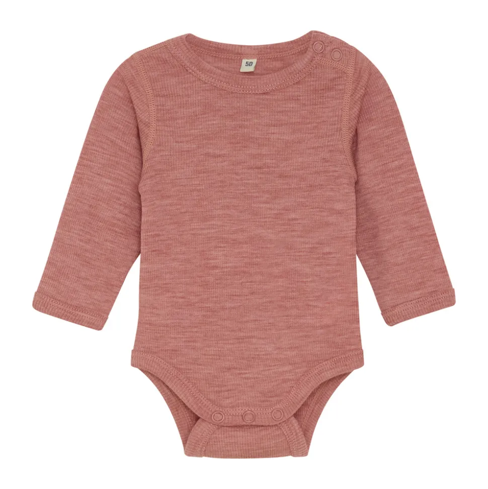 Uld body langærmet body - solid - Light Mahogany Melange