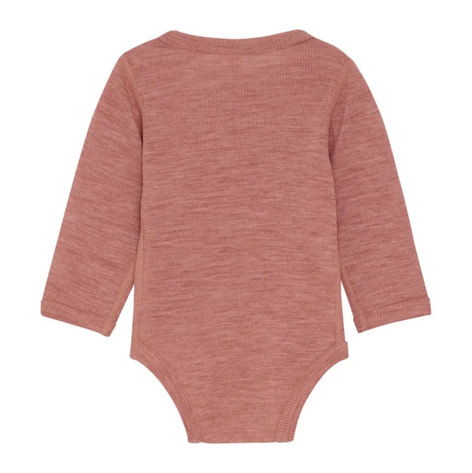 Uld body langærmet body - solid - Light Mahogany Melange