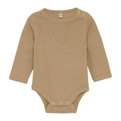 Uld body langærmet body - solid - Light Camel Melange
