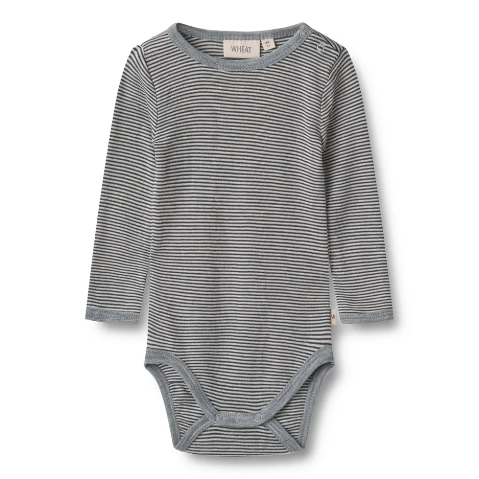Uld body langærmet Lucca - Navy Stripe