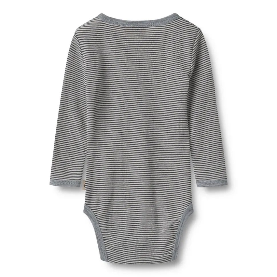 Uld body langærmet Lucca - Navy Stripe