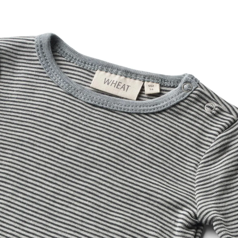 Uld body langærmet Lucca - Navy Stripe