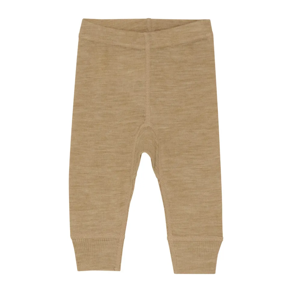 Uld leggings - solid - Light Camel Melange